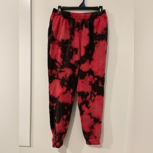 Red black tie dye joggers